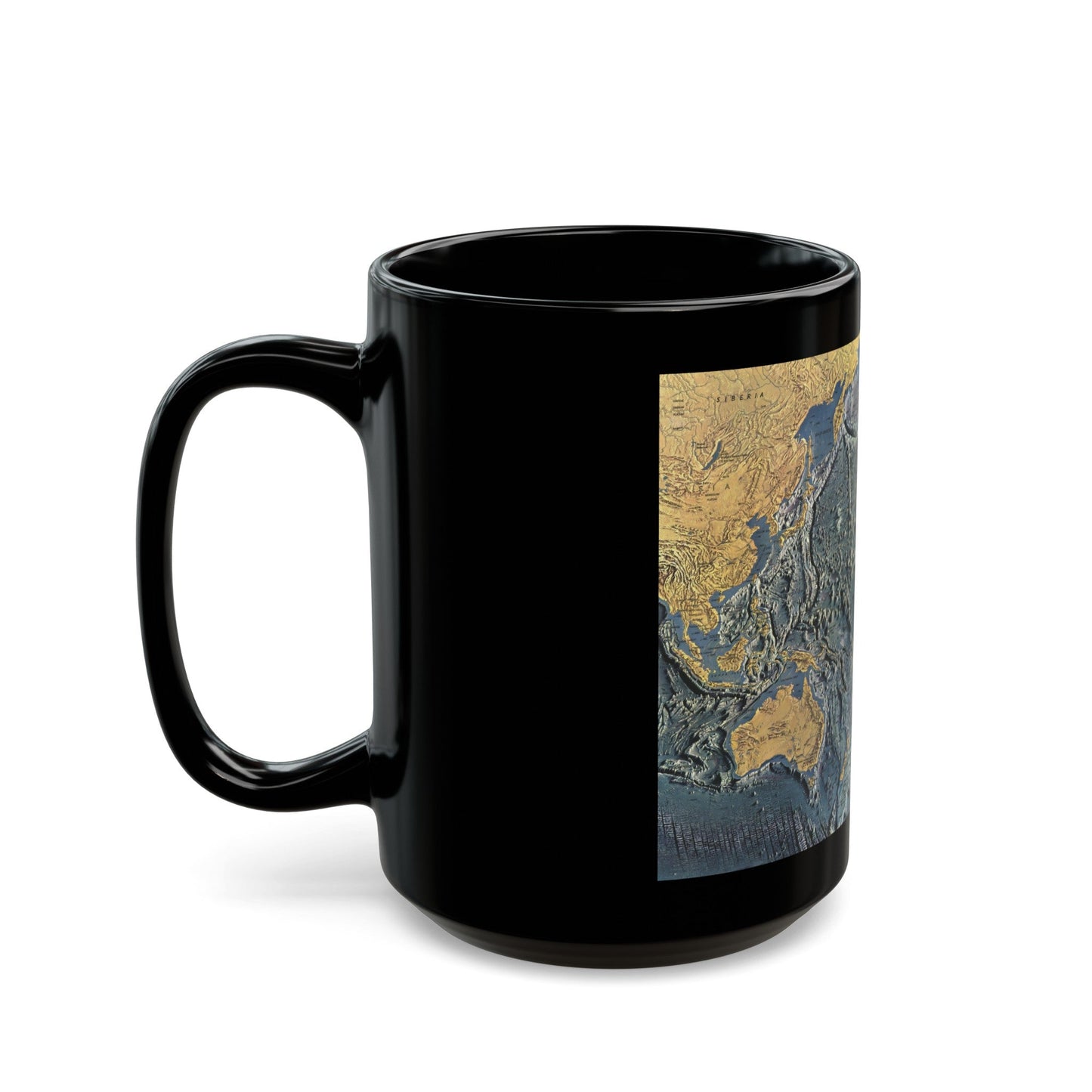 Pacific Ocean Floor (1969) (Map) Black Coffee Mug-The Sticker Space