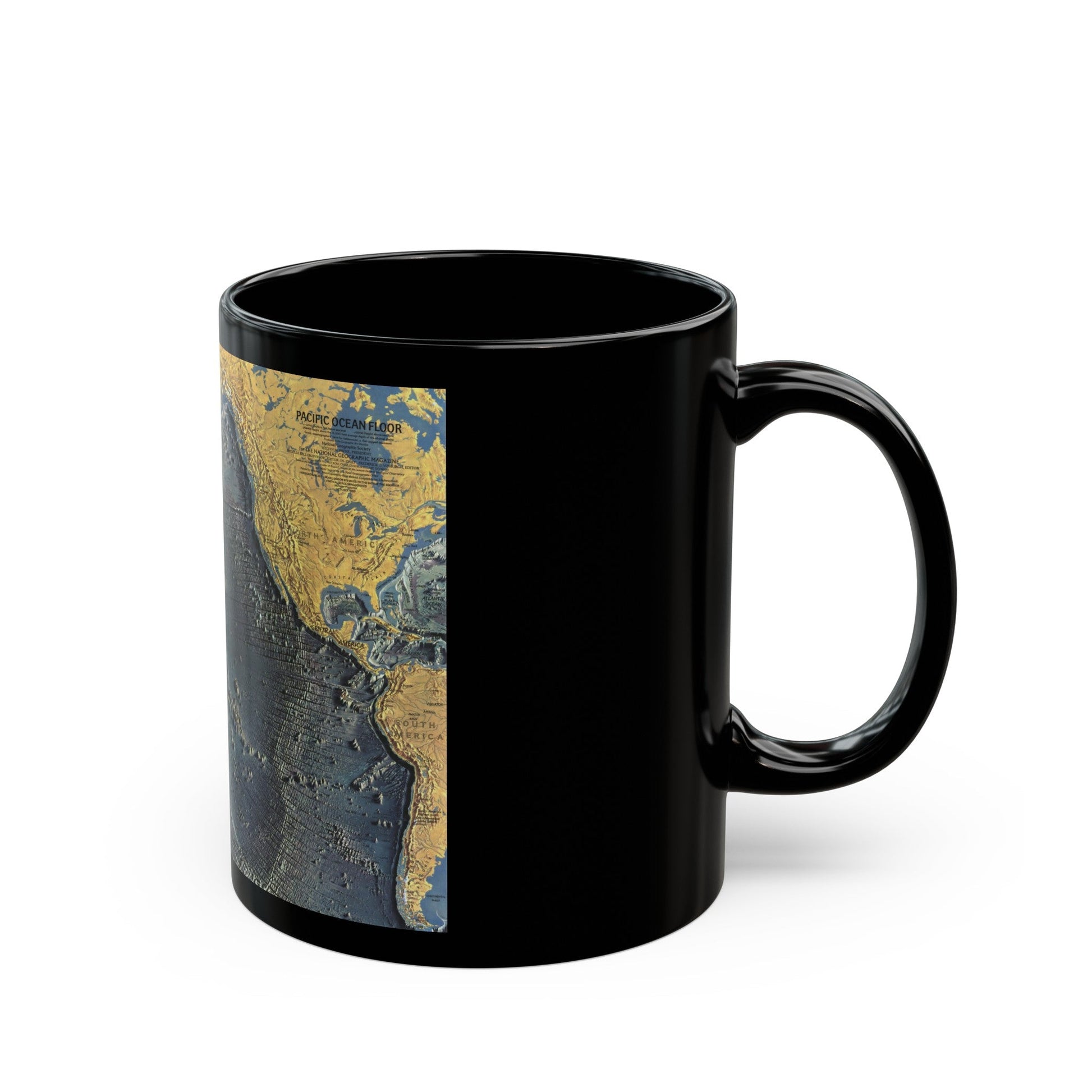 Pacific Ocean Floor (1969) (Map) Black Coffee Mug-The Sticker Space