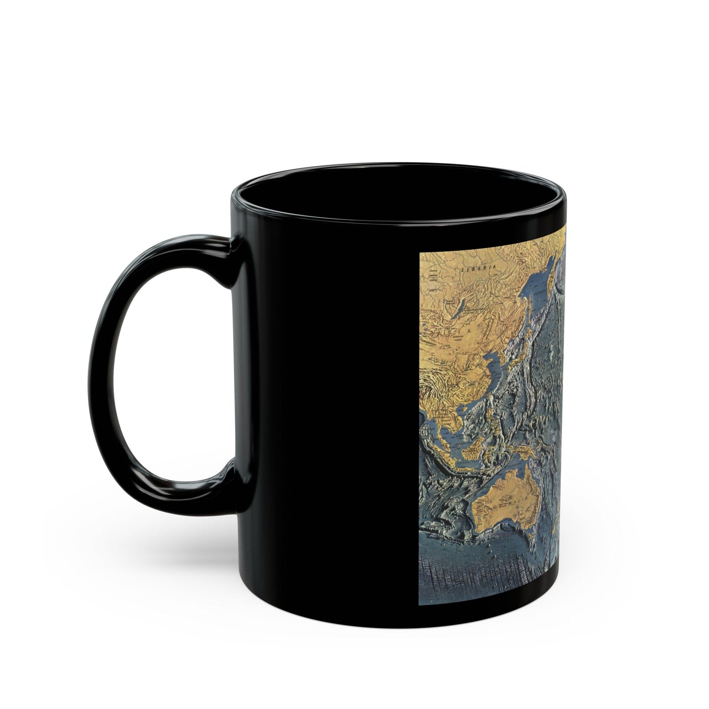 Pacific Ocean Floor (1969) (Map) Black Coffee Mug-The Sticker Space