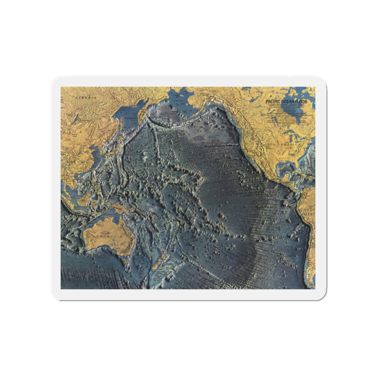 Pacific Ocean Floor (1969) (Map) Refrigerator Magnet-2" x 2"-The Sticker Space