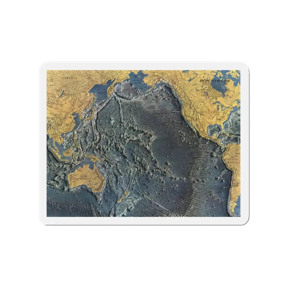 Pacific Ocean Floor (1969) (Map) Refrigerator Magnet 3 Inch - The Sticker Space