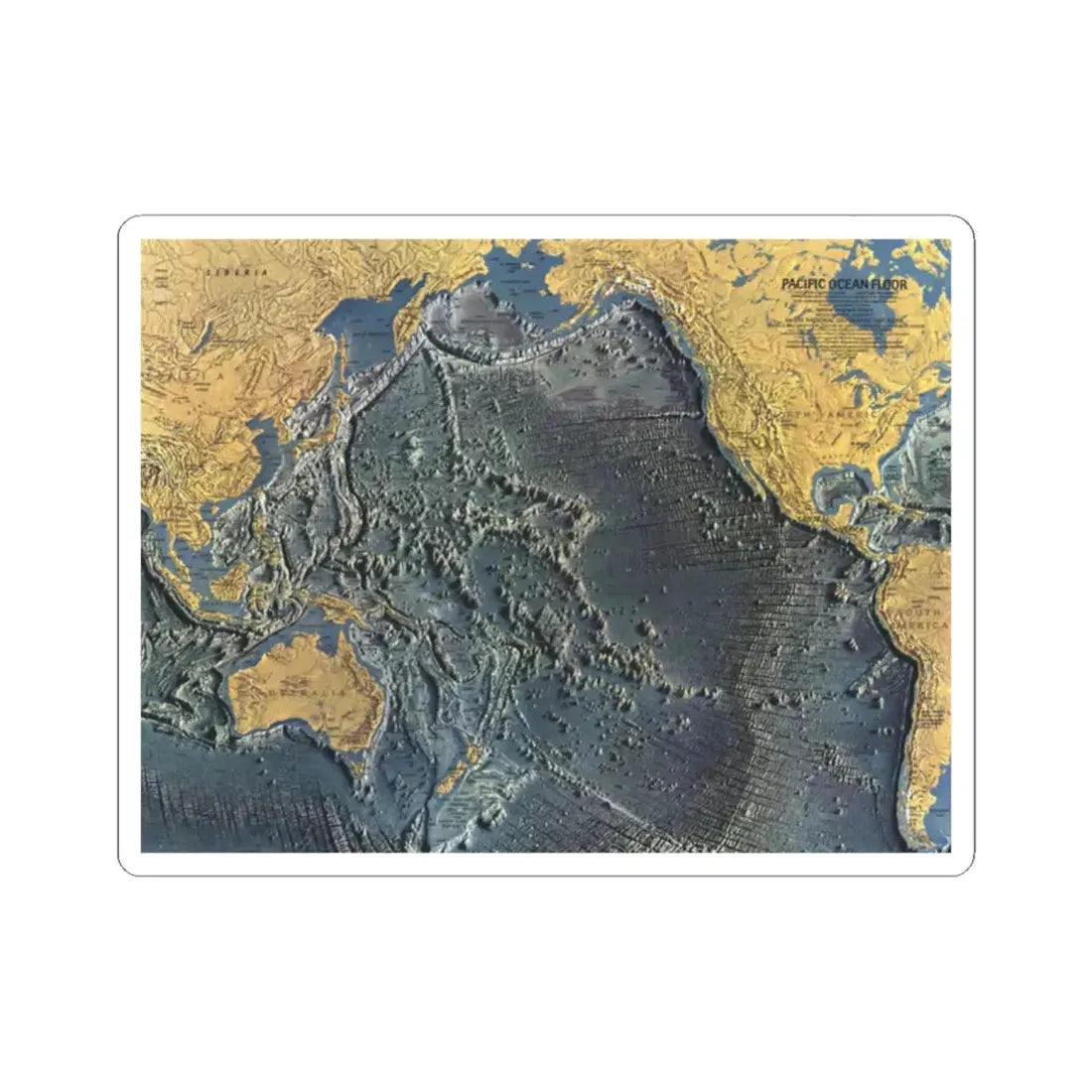 Pacific Ocean Floor (1969) (Map) STICKER Vinyl Kiss-Cut Decal 2 Inch White - The Sticker Space