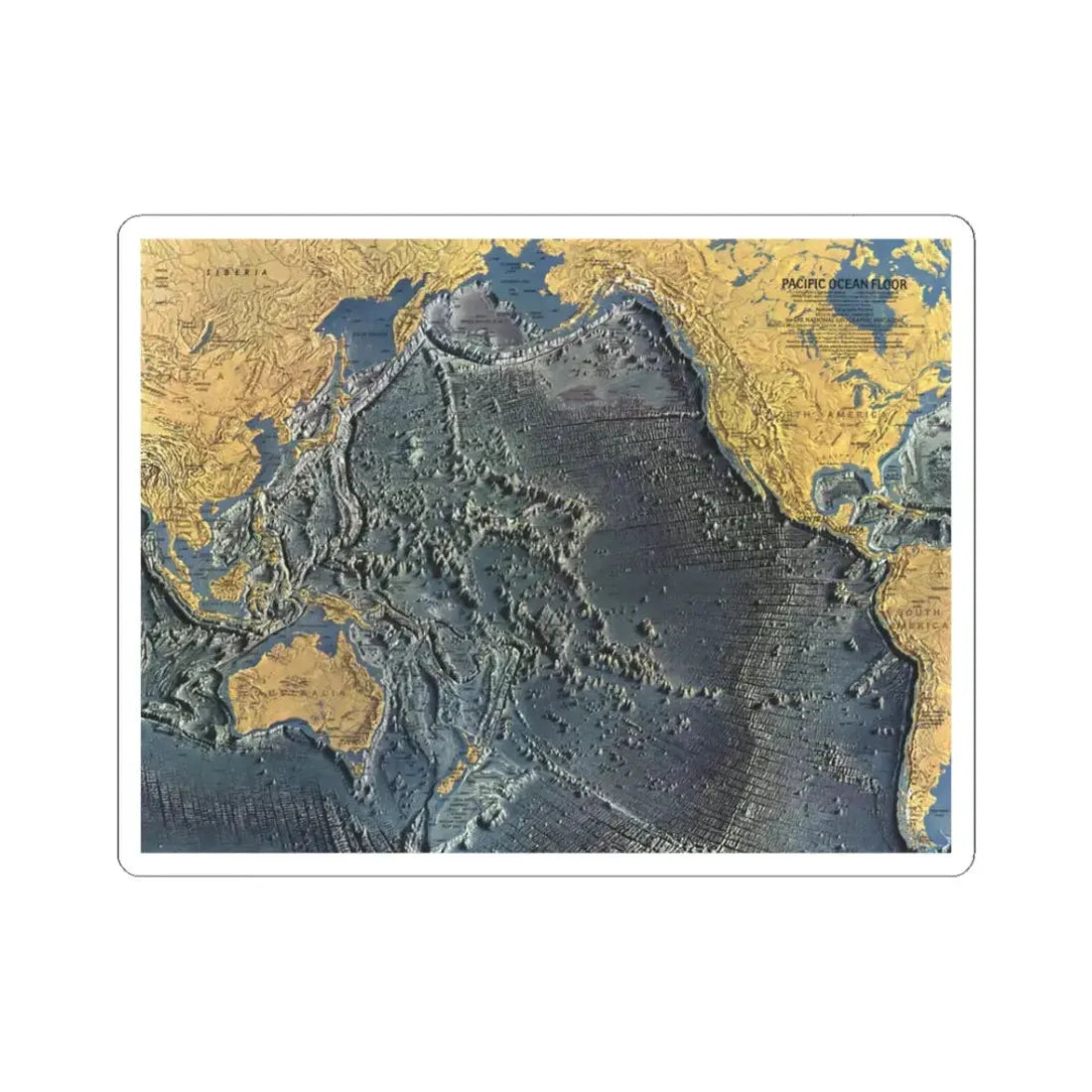 Pacific Ocean Floor (1969) (Map) STICKER Vinyl Kiss-Cut Decal 3 Inch White - The Sticker Space