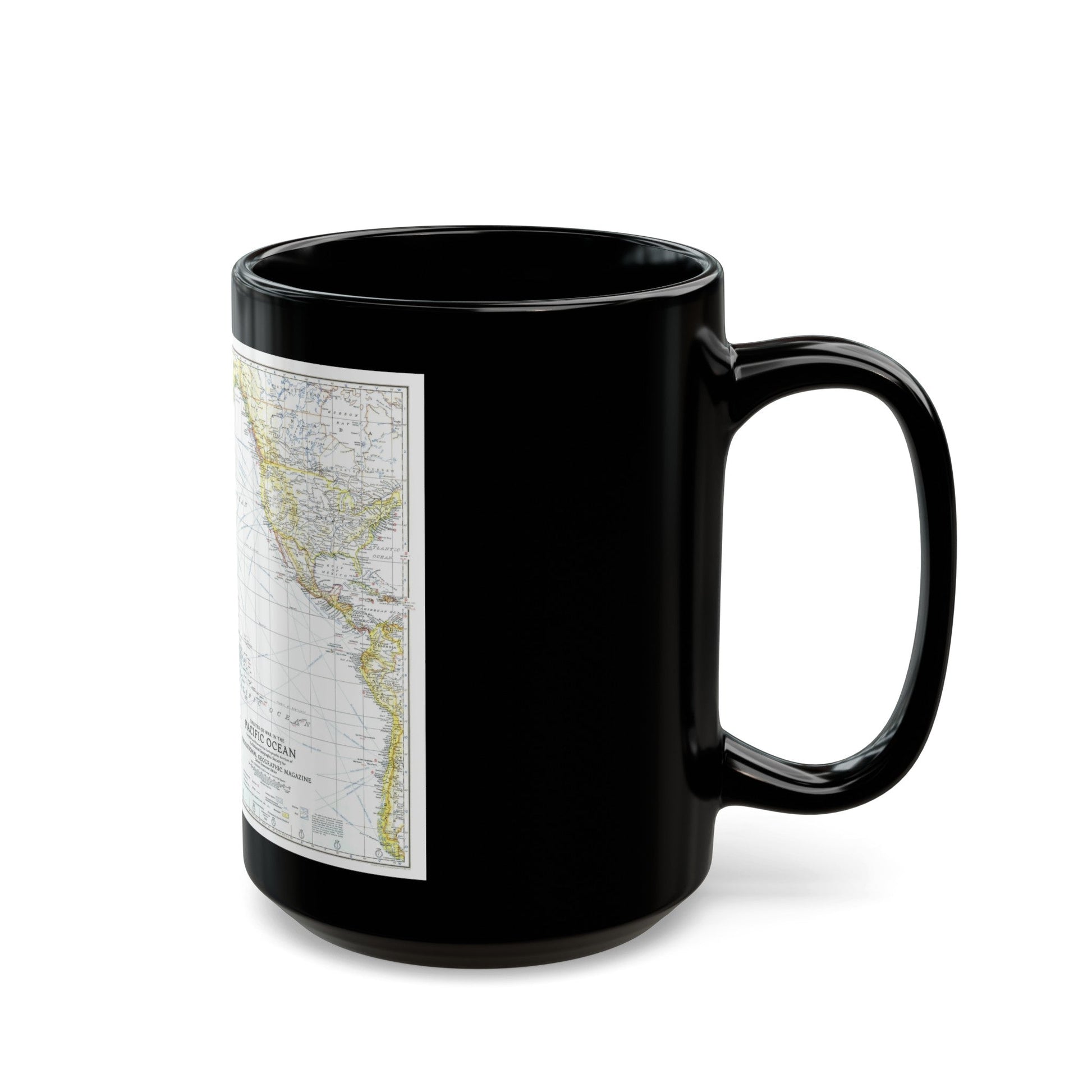 Pacific Ocean - Theater of War (1942) (Map) Black Coffee Mug-The Sticker Space