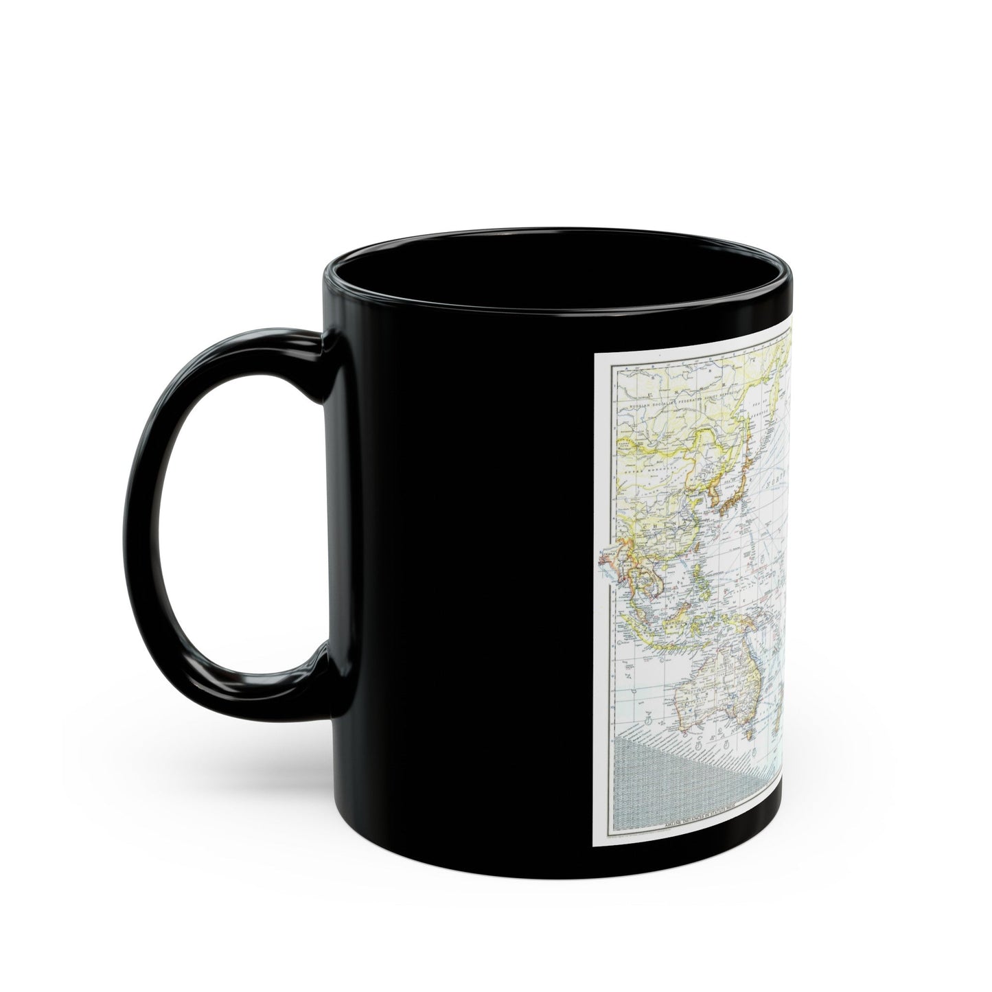 Pacific Ocean - Theater of War (1942) (Map) Black Coffee Mug-The Sticker Space