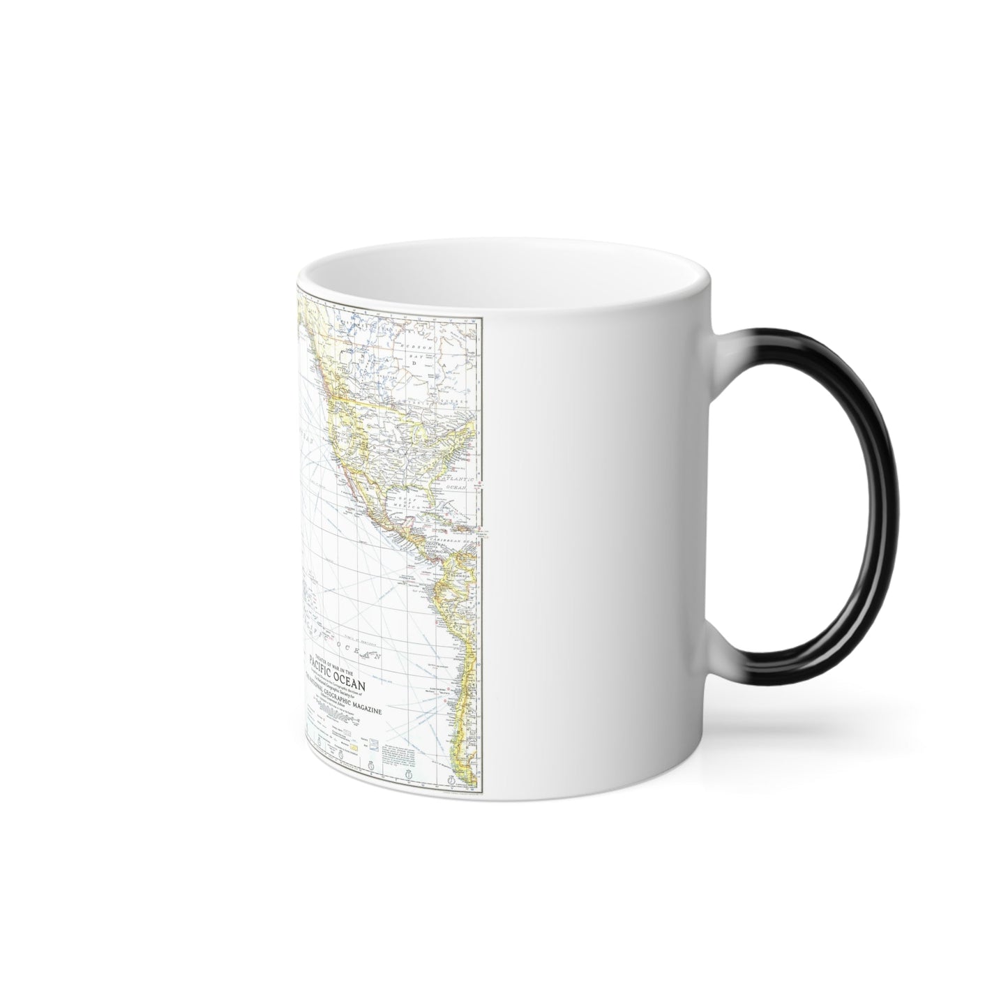 Pacific Ocean - Theater of War (1942) (Map) Color Changing Mug 11oz-11oz-The Sticker Space