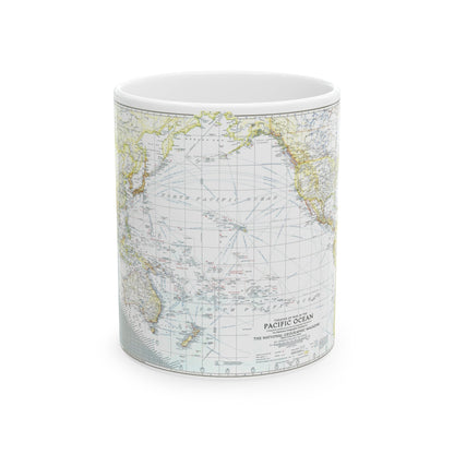 Pacific Ocean - Theater of War (1942) (Map) White Coffee Mug-11oz-The Sticker Space