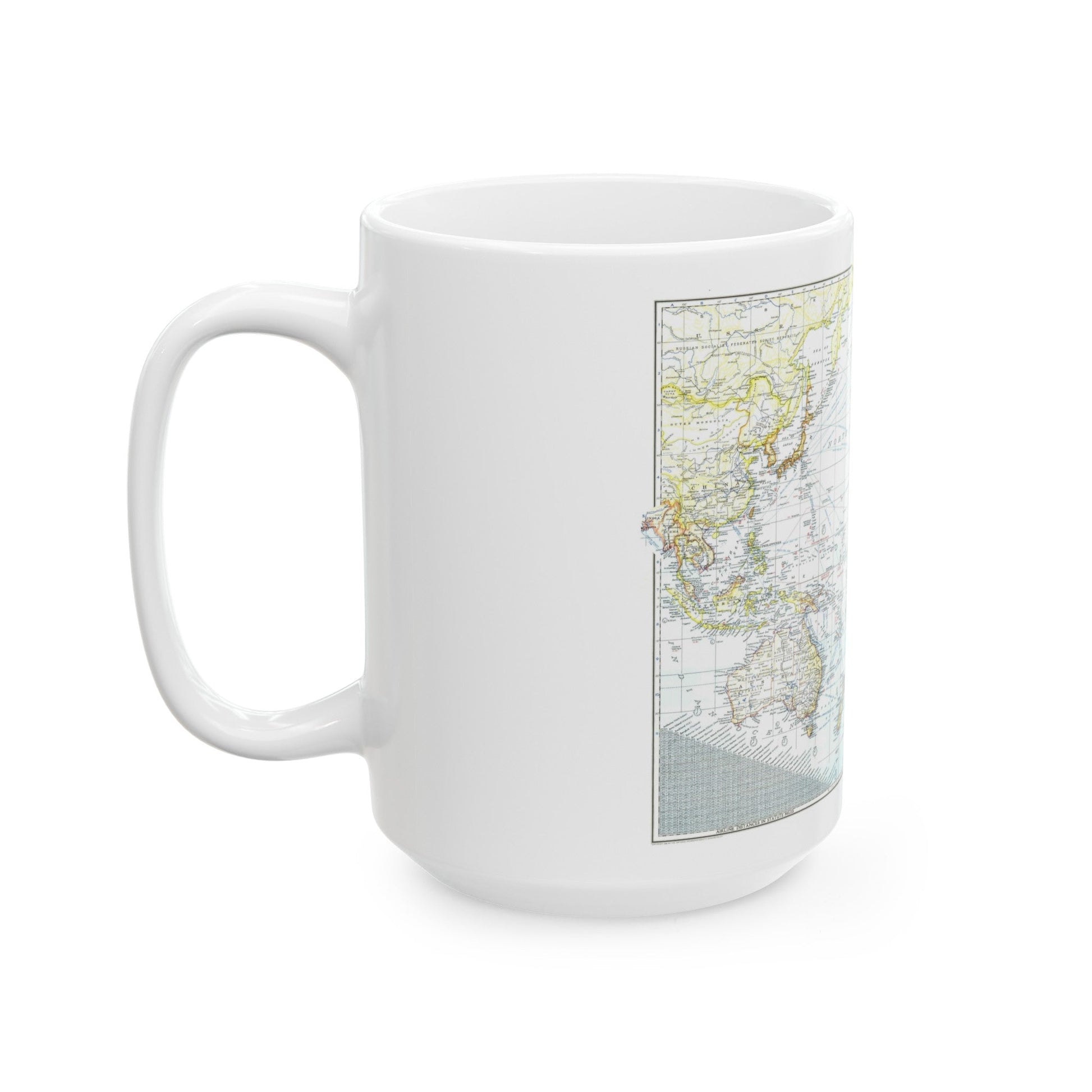 Pacific Ocean - Theater of War (1942) (Map) White Coffee Mug-The Sticker Space