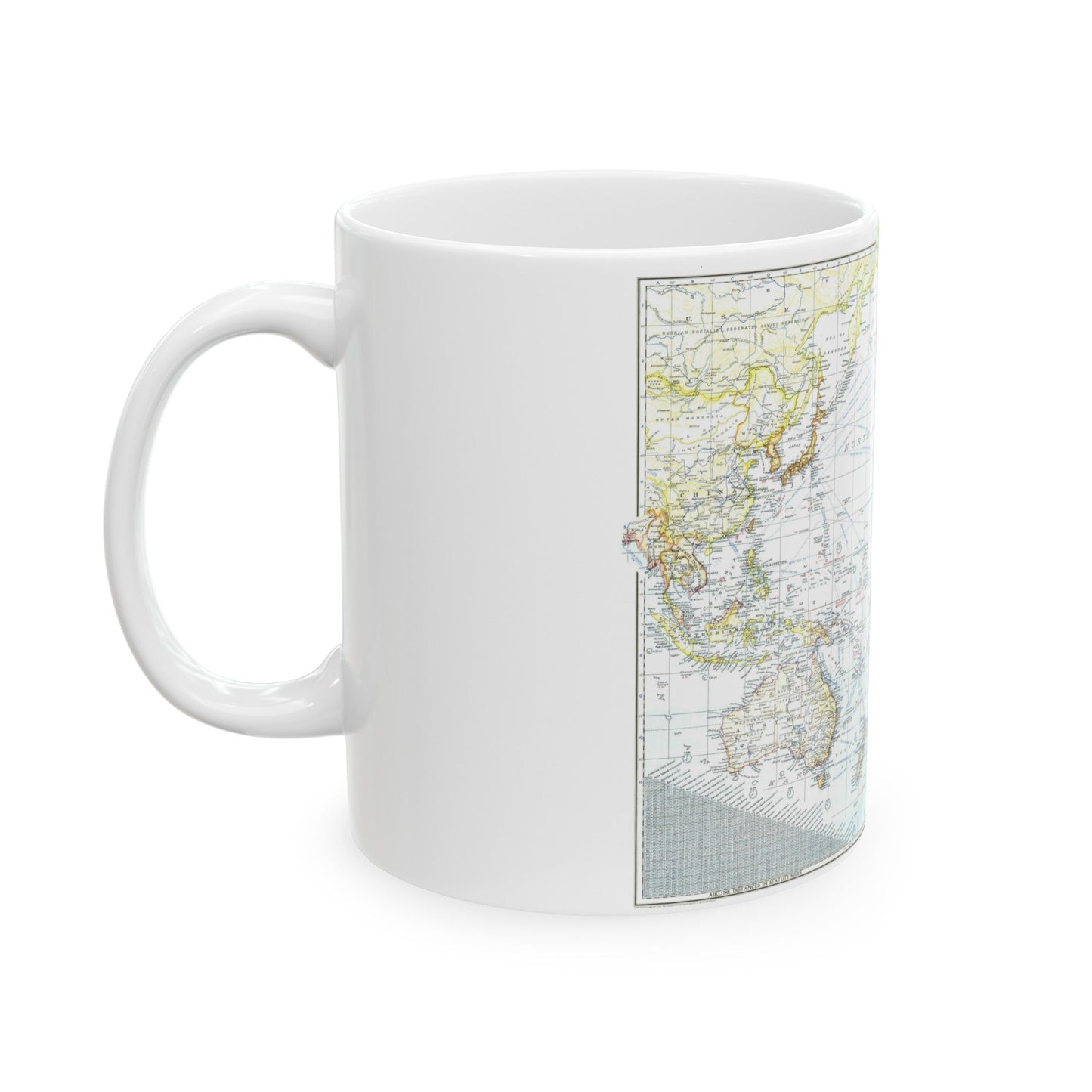 Pacific Ocean - Theater of War (1942) (Map) White Coffee Mug-The Sticker Space