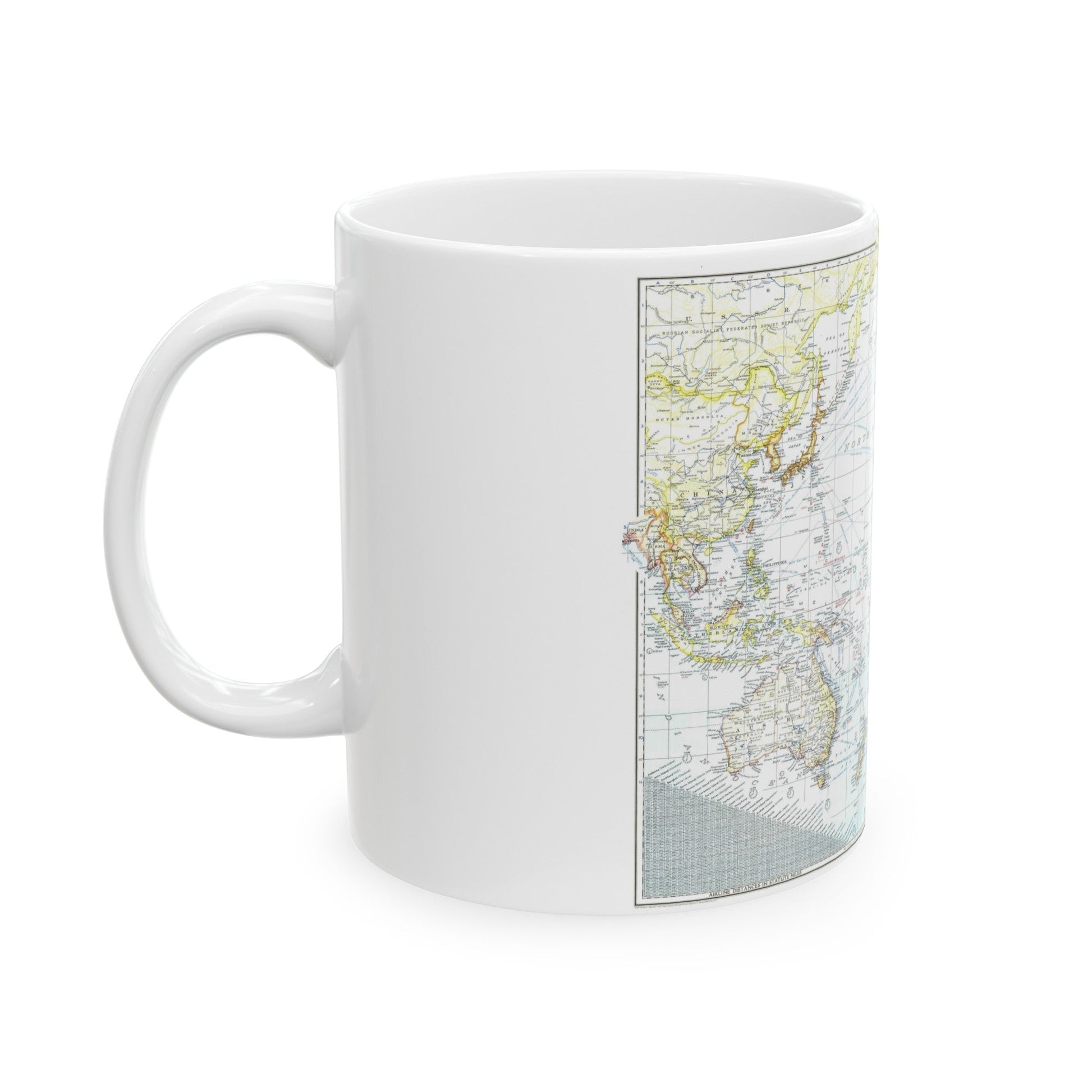 Pacific Ocean - Theater of War (1942) (Map) White Coffee Mug-The Sticker Space