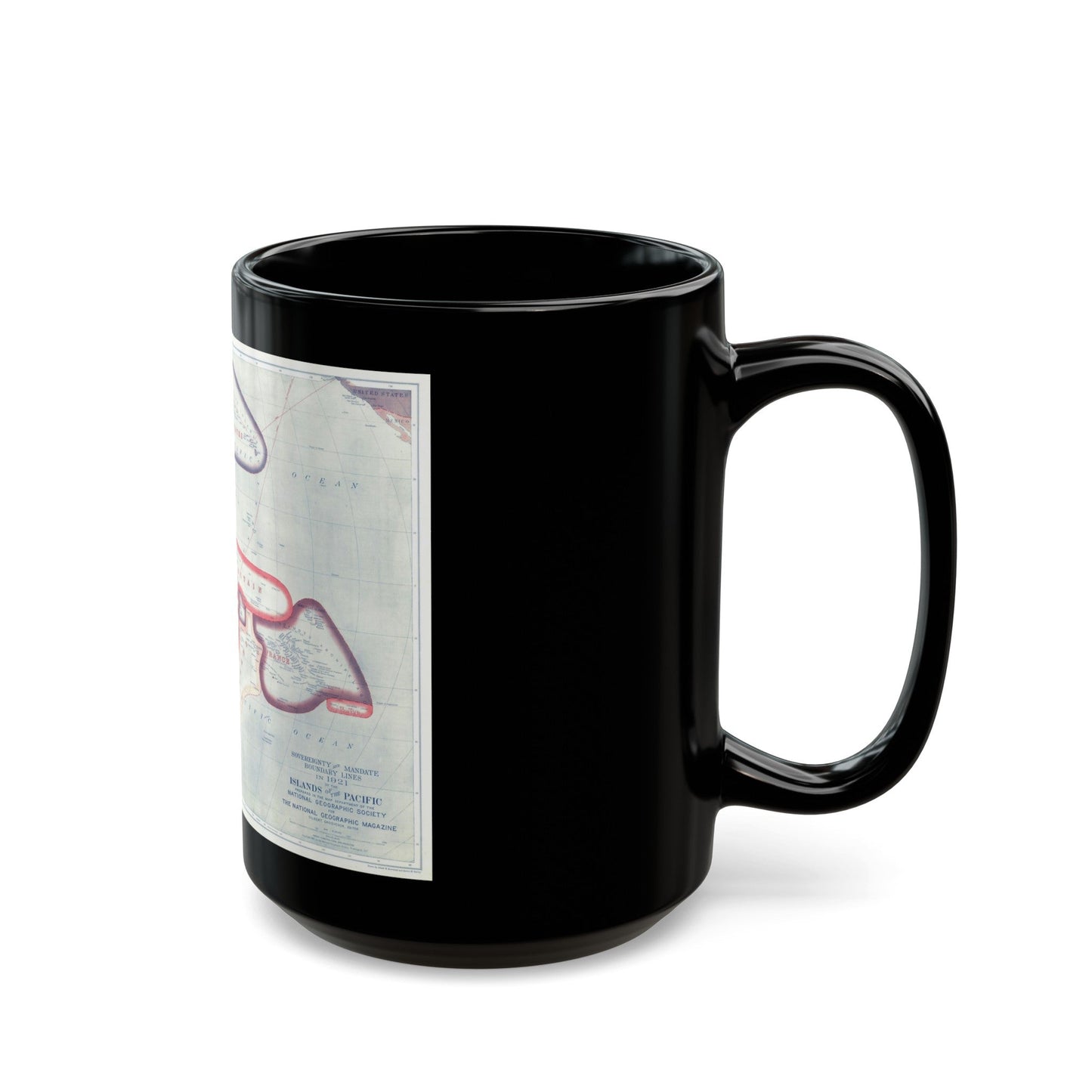 Pacific - Sovereignty and Mandate Boundary Lines (1921) (Map) Black Coffee Mug-The Sticker Space