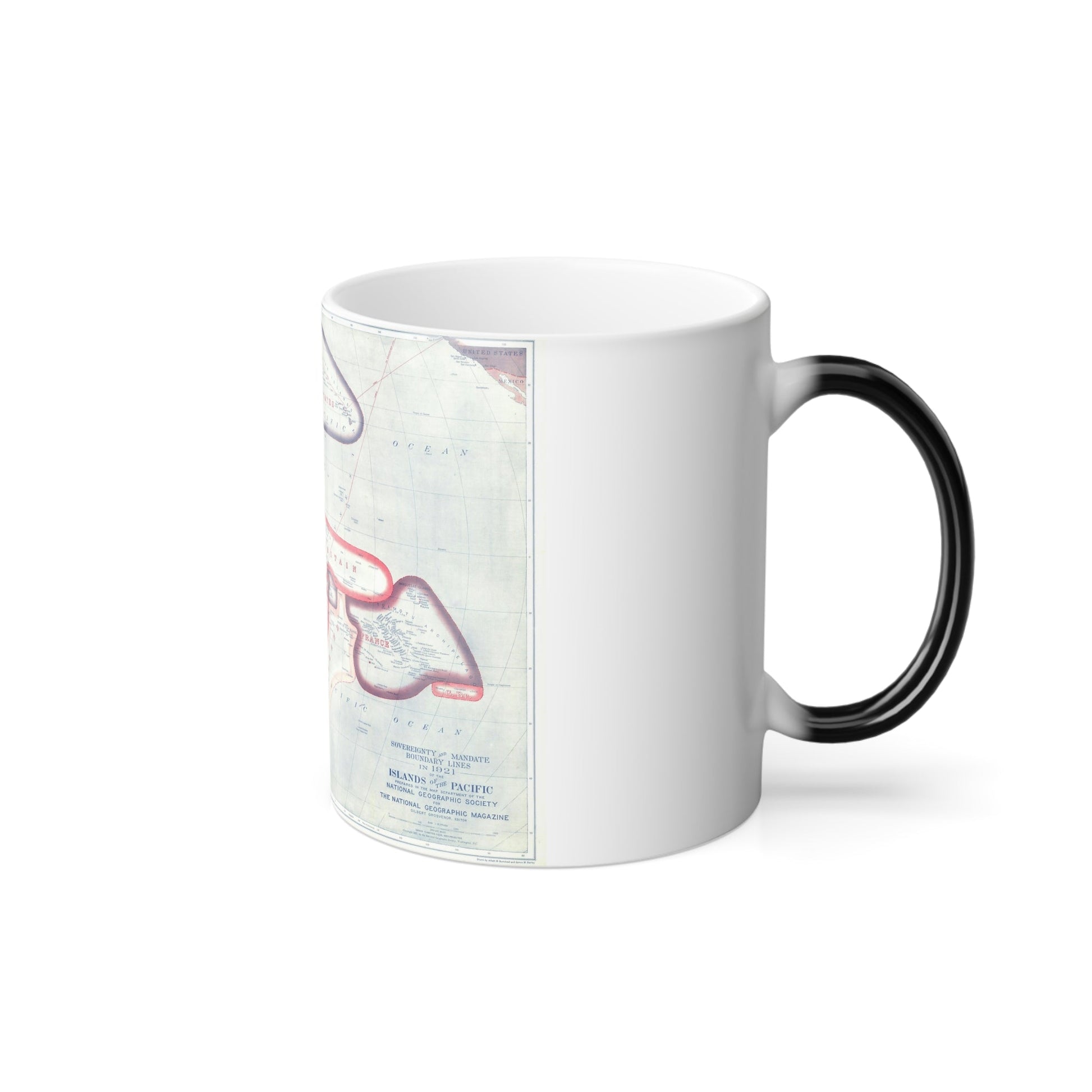 Pacific - Sovereignty and Mandate Boundary Lines (1921) (Map) Color Changing Mug 11oz-11oz-The Sticker Space