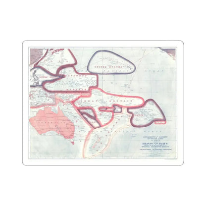 Pacific - Sovereignty and Mandate Boundary Lines (1921) (Map) STICKER Vinyl Kiss-Cut Decal 4 Inch White - The Sticker Space