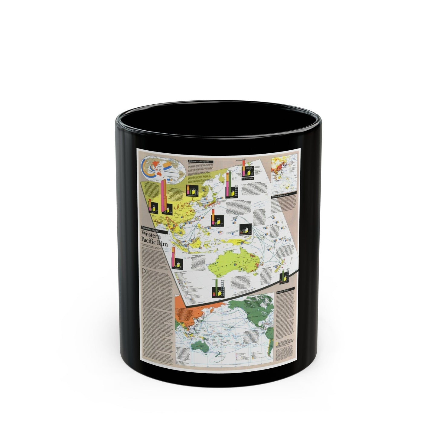 Pacific - Western Rim (1989) (Map) Black Coffee Mug-11oz-The Sticker Space