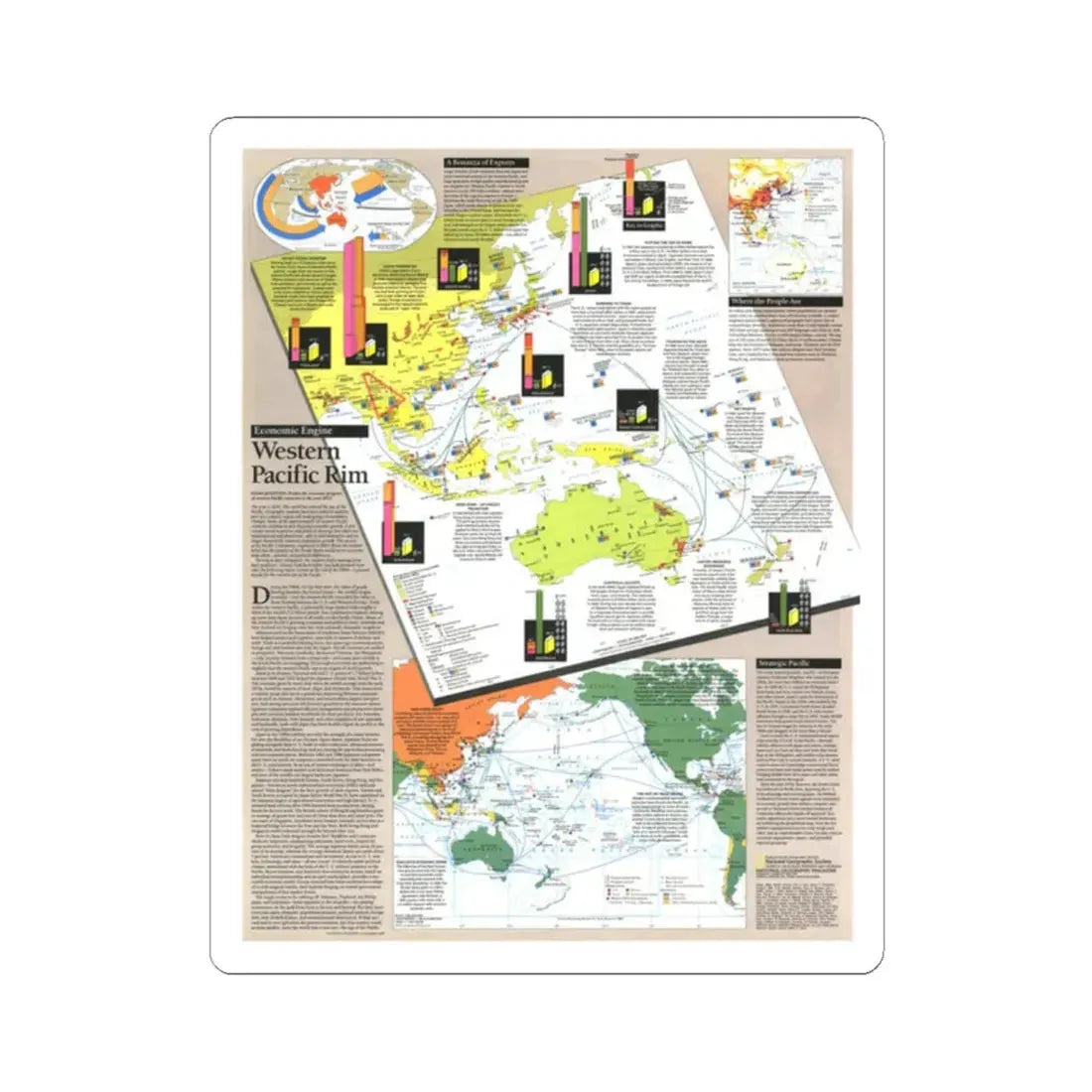 Pacific - Western Rim (1989) (Map) STICKER Vinyl Kiss-Cut Decal 2 Inch White - The Sticker Space