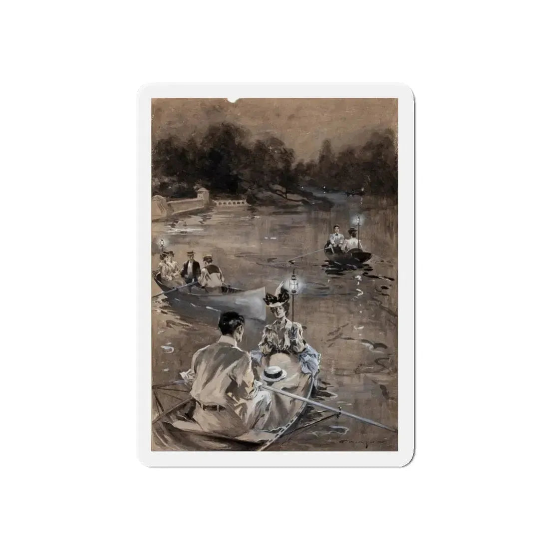 Paddling in the Moonlight (Magazine Illustration) Refrigerator Magnet - The Sticker Space