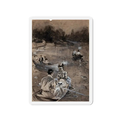 Paddling in the Moonlight (Magazine Illustration) Refrigerator Magnet - The Sticker Space