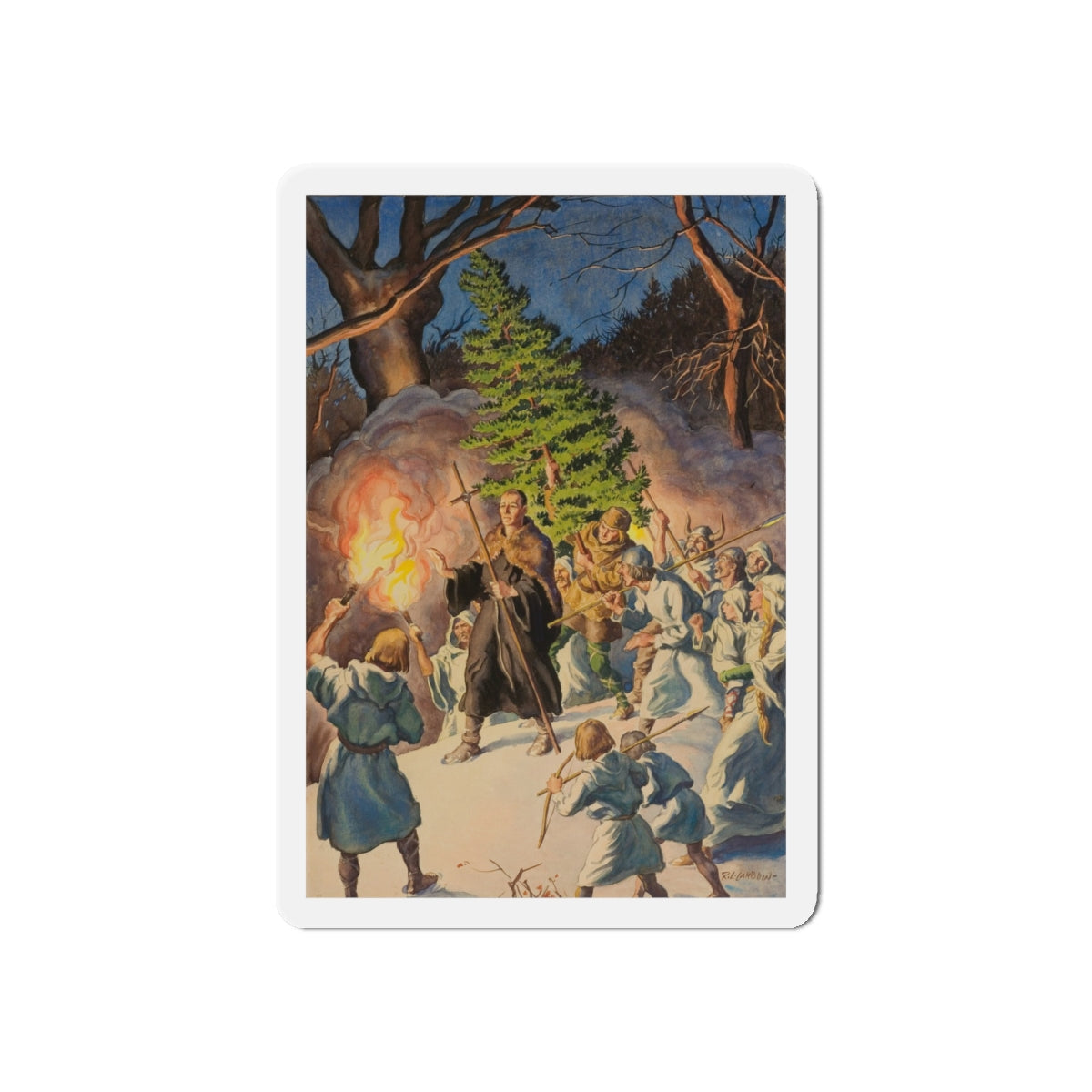 Pagan Christmas, magazine illustration, circa 1950 (Magazine Illustration) Refrigerator Magnet-6 × 6"-The Sticker Space