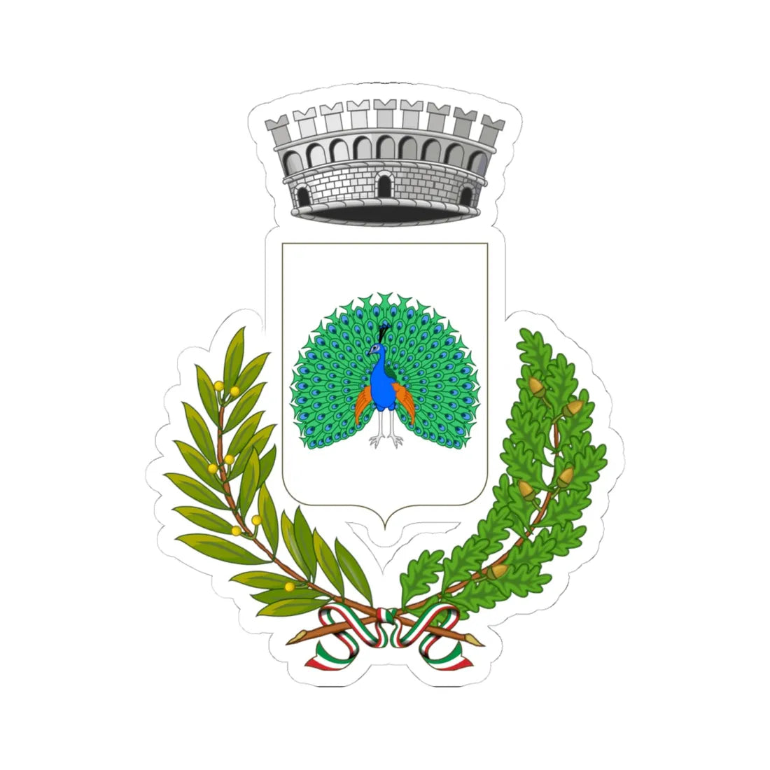 Pago Veiano-Stemma (Italy) (Coat of Arms) STICKER Vinyl Kiss-Cut Decal 4 Inch White - The Sticker Space