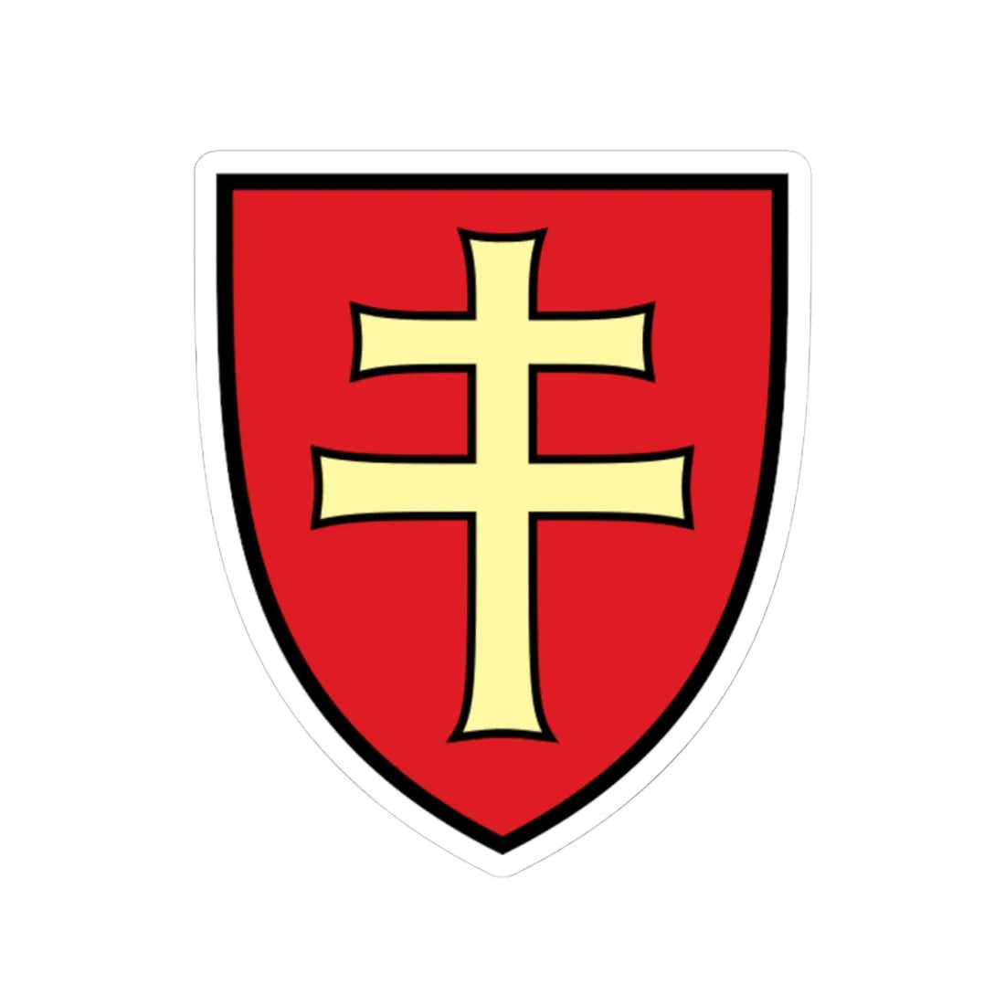 Pahonia-contour black-red shield with black-gold cross.svg файл (Belarus) (Coat of Arms) STICKER Vinyl Kiss-Cut Decal 4 Inch White - The Sticker Space