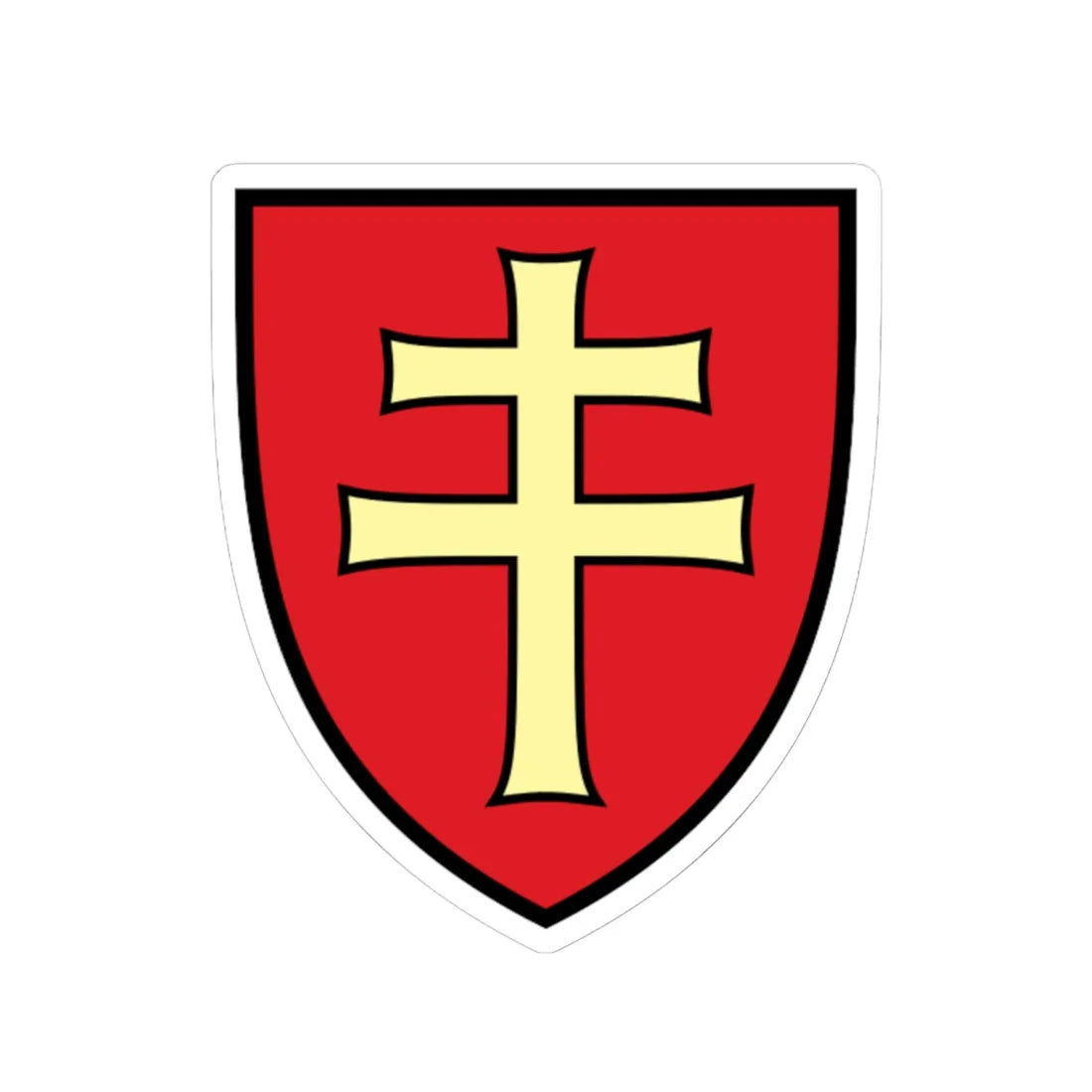 Pahonia-contour black-red shield with black-gold cross.svg файл (Belarus) (Coat of Arms) STICKER Vinyl Kiss-Cut Decal 6 Inch White - The Sticker Space