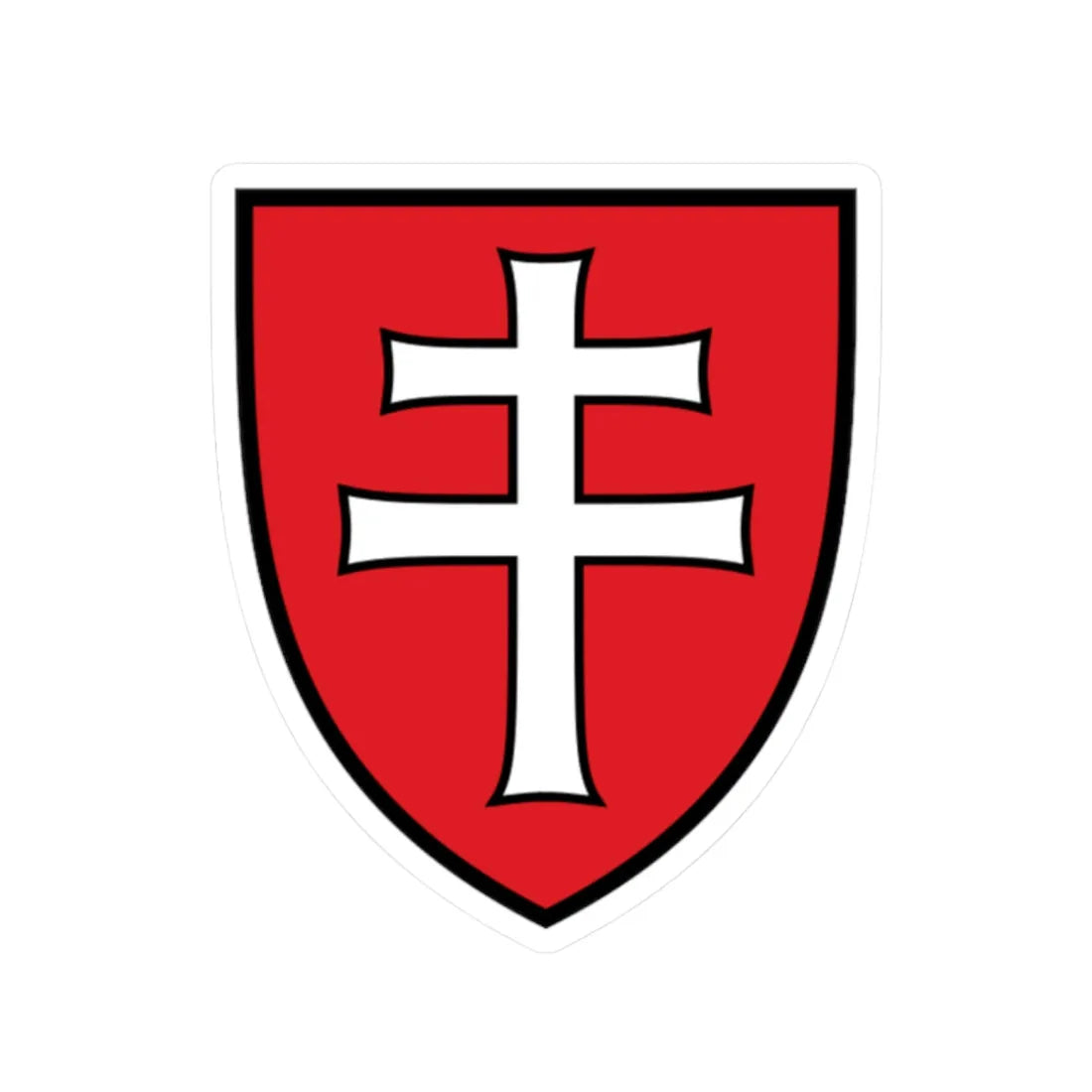 Pahonia-contour black-red shield with black-white cross (Belarus) (Coat of Arms) STICKER Vinyl Kiss-Cut Decal 2 Inch White - The Sticker Space