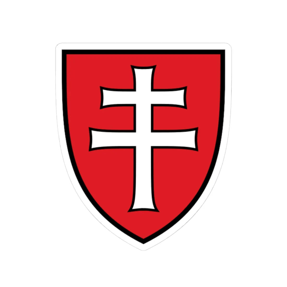 Pahonia-contour black-red shield with black-white cross (Belarus) (Coat of Arms) STICKER Vinyl Kiss-Cut Decal 3 Inch White - The Sticker Space