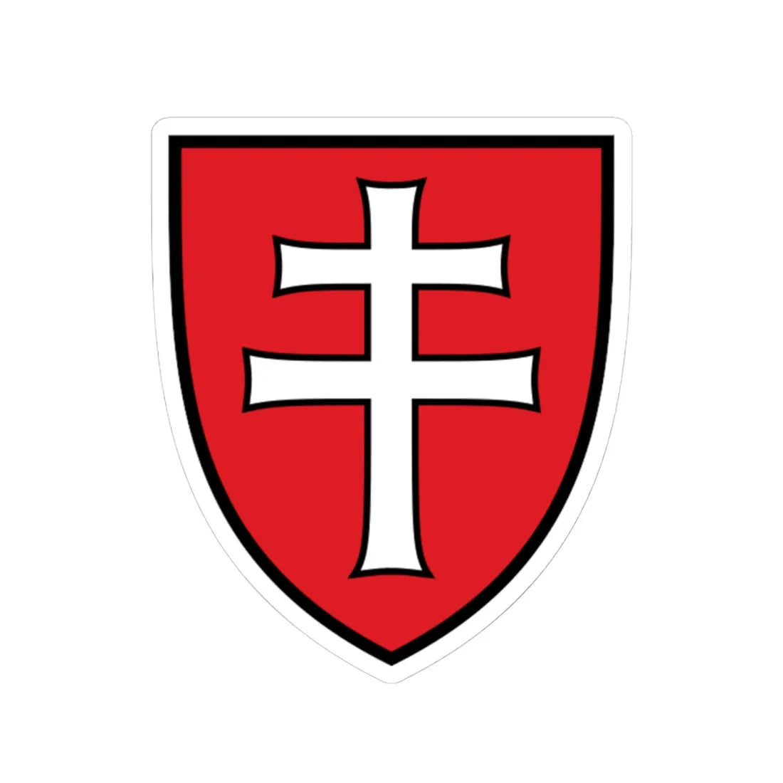 Pahonia-contour black-red shield with black-white cross (Belarus) (Coat of Arms) STICKER Vinyl Kiss-Cut Decal 4 Inch White - The Sticker Space