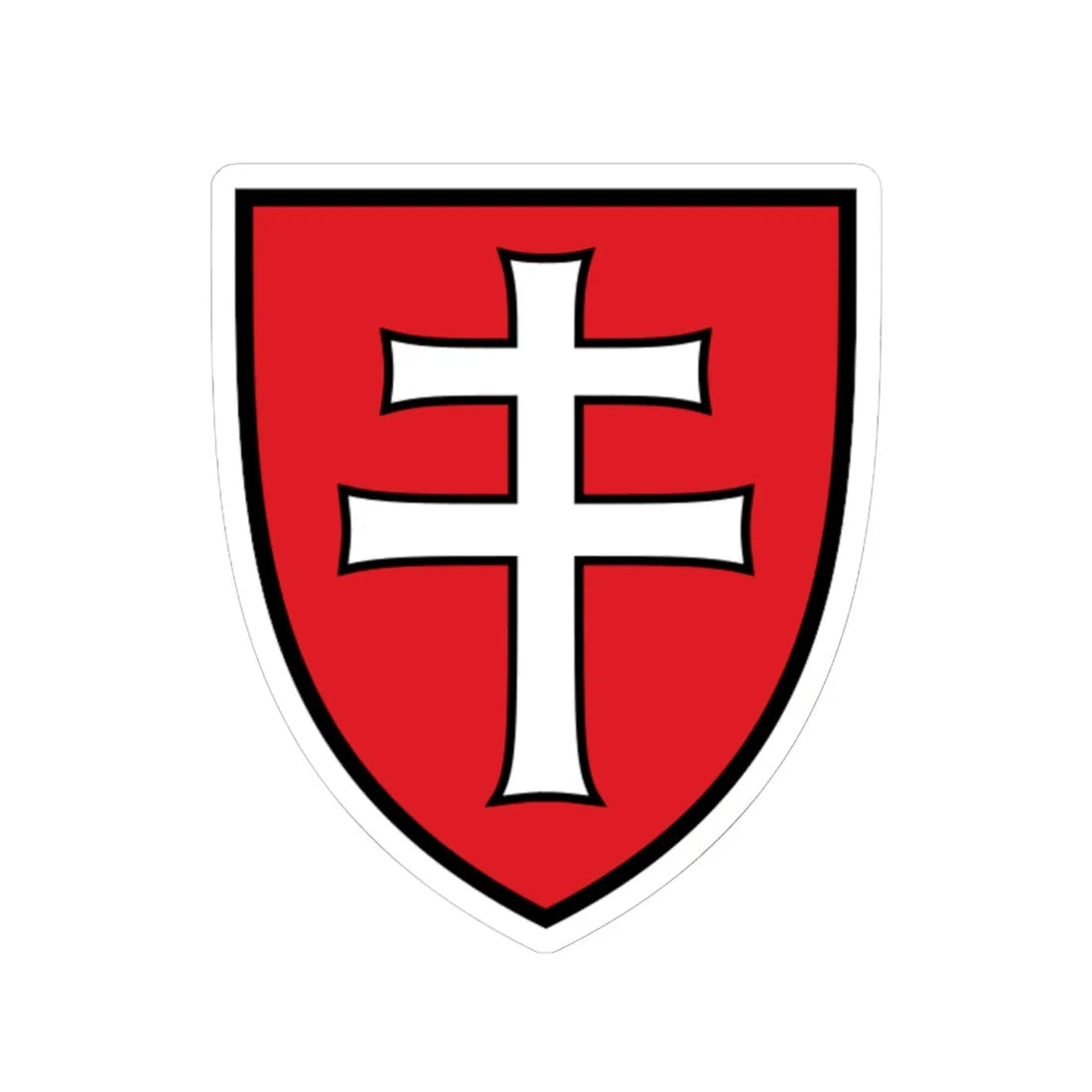 Pahonia-contour black-red shield with black-white cross (Belarus) (Coat of Arms) STICKER Vinyl Kiss-Cut Decal 6 Inch White - The Sticker Space