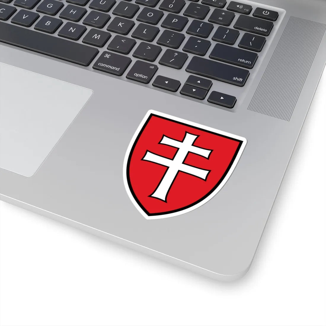 Pahonia-contour black-red shield with black-white cross (Belarus) (Coat of Arms) STICKER Vinyl Kiss-Cut Decal - The Sticker Space