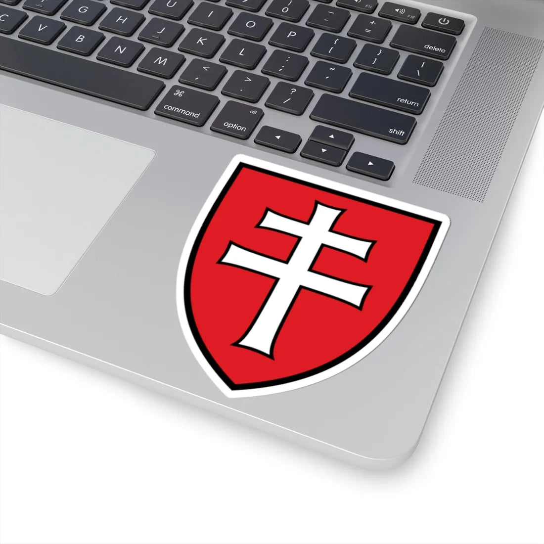 Pahonia-contour black-red shield with black-white cross (Belarus) (Coat of Arms) STICKER Vinyl Kiss-Cut Decal - The Sticker Space