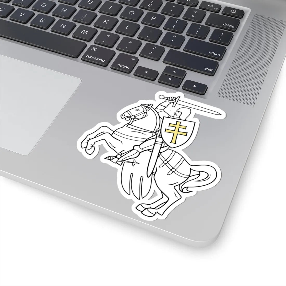 Pahonia-contour black-white filled-gold cross (Belarus) (Coat of Arms) STICKER Vinyl Kiss-Cut Decal - The Sticker Space