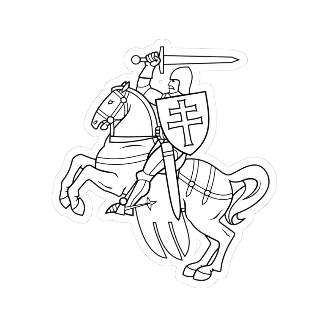 Pahonia-contour lightweight-by element-black-white filled (Belarus) (Coat of Arms) STICKER Vinyl Kiss-Cut Decal 3 Inch White - The Sticker Space