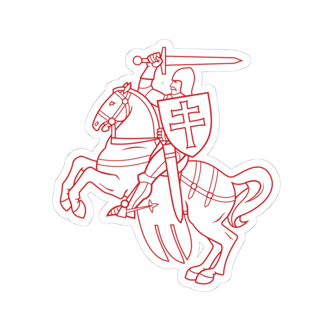 Pahonia-contour lightweight-by element-white filled (Belarus) (Coat of Arms) STICKER Vinyl Kiss-Cut Decal 4 Inch White - The Sticker Space