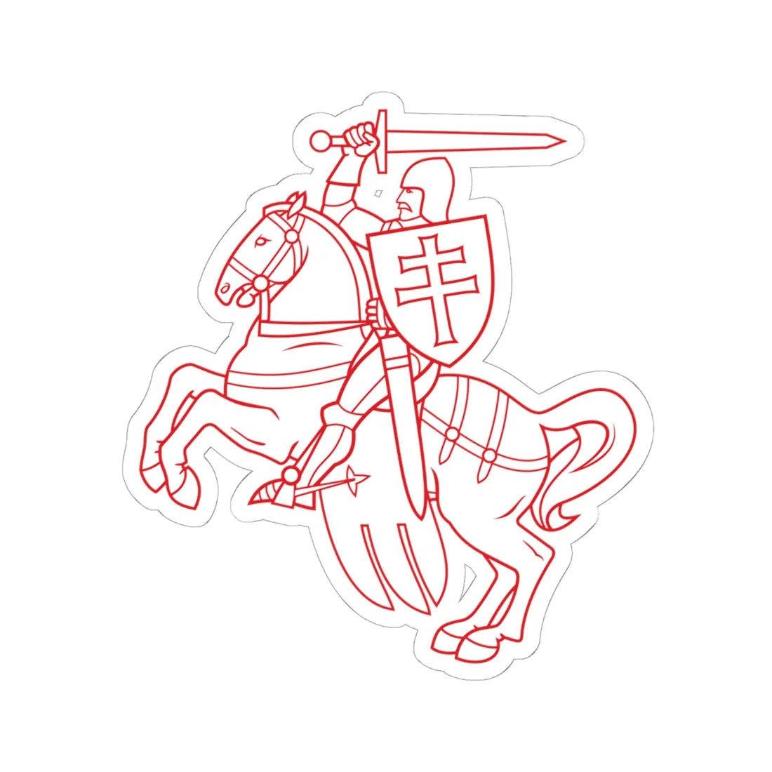 Pahonia-contour lightweight-by element-white filled (Belarus) (Coat of Arms) STICKER Vinyl Kiss-Cut Decal 6 Inch White - The Sticker Space