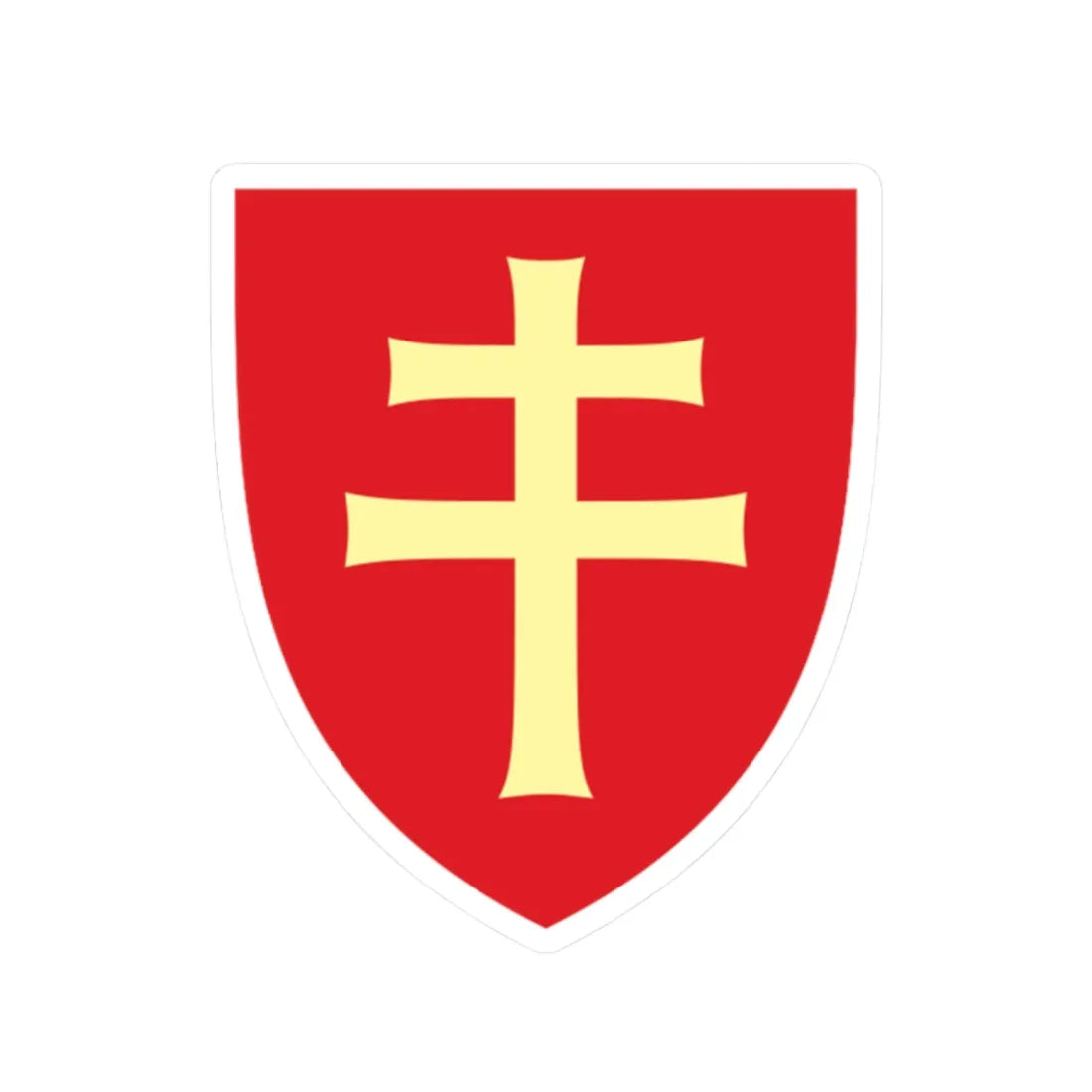 Pahonia-contour red shield with gold cross (Belarus) (Coat of Arms) STICKER Vinyl Kiss-Cut Decal 2 Inch White - The Sticker Space