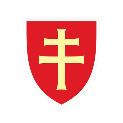 Pahonia-contour red shield with gold cross (Belarus) (Coat of Arms) STICKER Vinyl Kiss-Cut Decal 2 Inch White - The Sticker Space