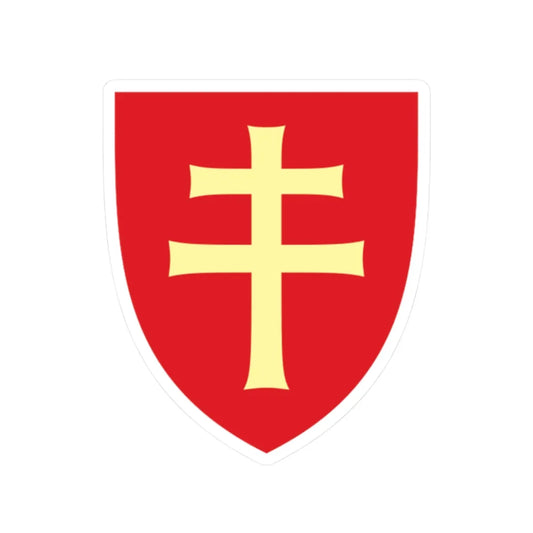 Pahonia-contour red shield with gold cross (Belarus) (Coat of Arms) STICKER Vinyl Kiss-Cut Decal 2 Inch White - The Sticker Space