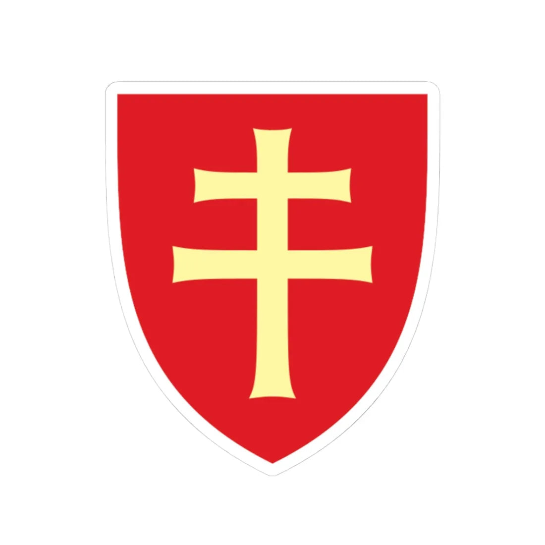 Pahonia-contour red shield with gold cross (Belarus) (Coat of Arms) STICKER Vinyl Kiss-Cut Decal 3 Inch White - The Sticker Space