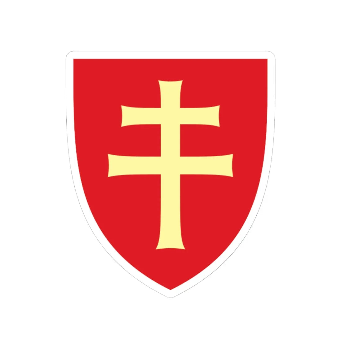 Pahonia-contour red shield with gold cross (Belarus) (Coat of Arms) STICKER Vinyl Kiss-Cut Decal 4 Inch White - The Sticker Space