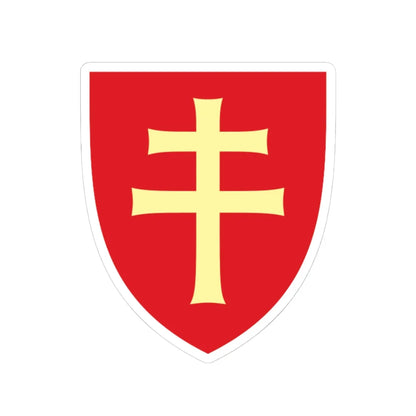 Pahonia-contour red shield with gold cross (Belarus) (Coat of Arms) STICKER Vinyl Kiss-Cut Decal 4 Inch White - The Sticker Space