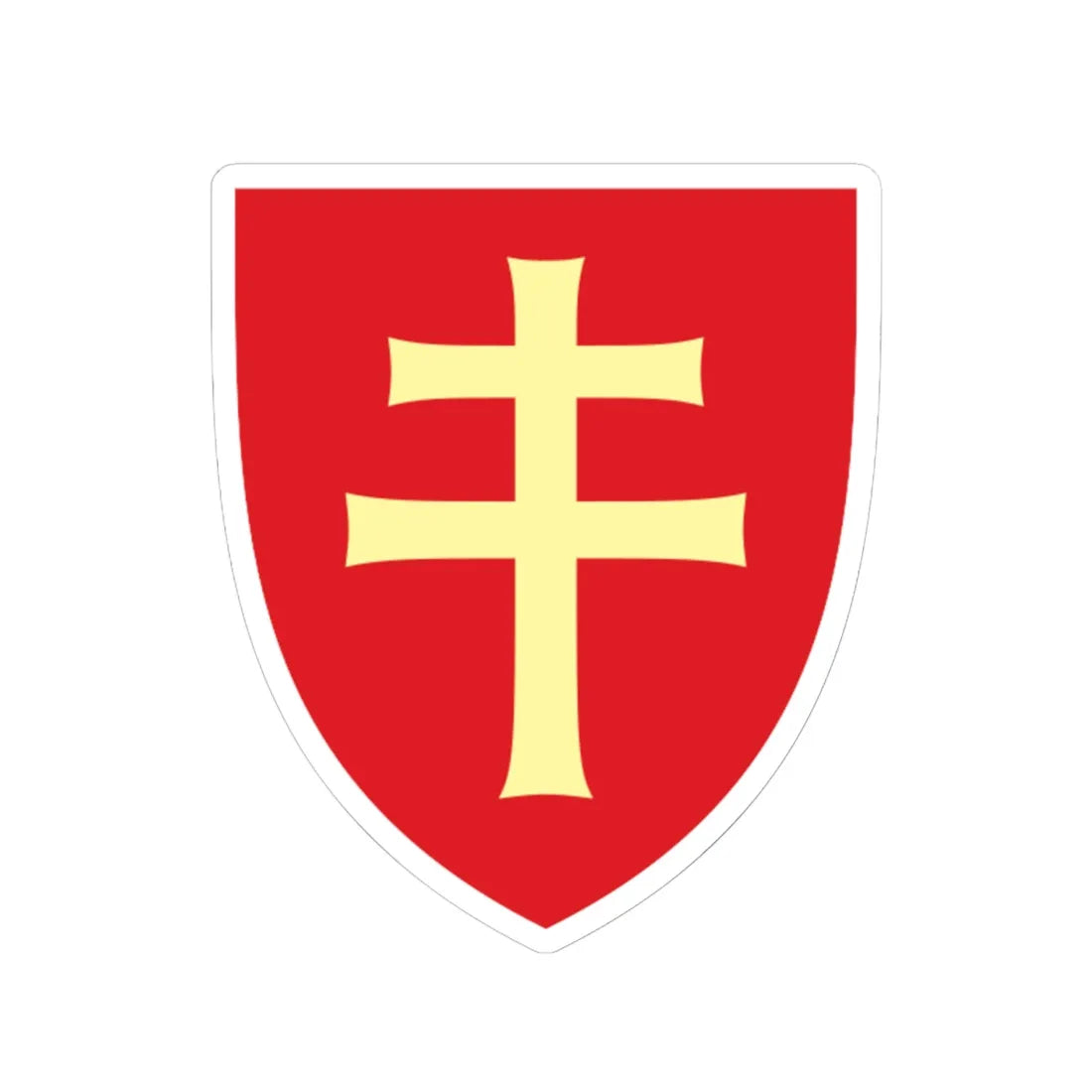 Pahonia-contour red shield with gold cross (Belarus) (Coat of Arms) STICKER Vinyl Kiss-Cut Decal 6 Inch White - The Sticker Space