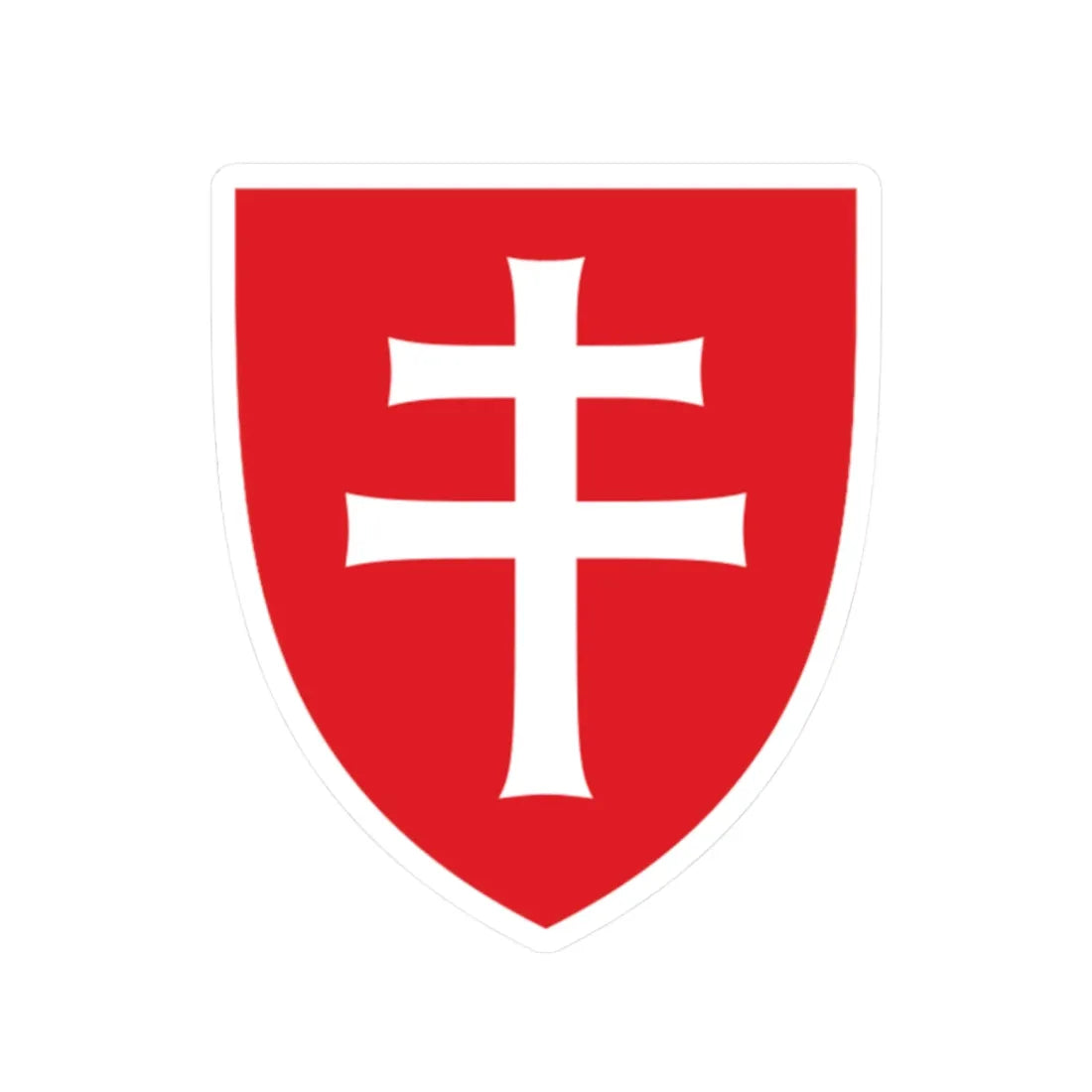 Pahonia-contour red shield with white cross (Belarus) (Coat of Arms) STICKER Vinyl Kiss-Cut Decal 2 Inch White - The Sticker Space