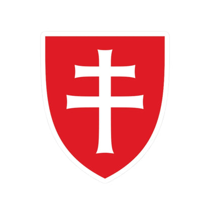 Pahonia-contour red shield with white cross (Belarus) (Coat of Arms) STICKER Vinyl Kiss-Cut Decal 2 Inch White - The Sticker Space