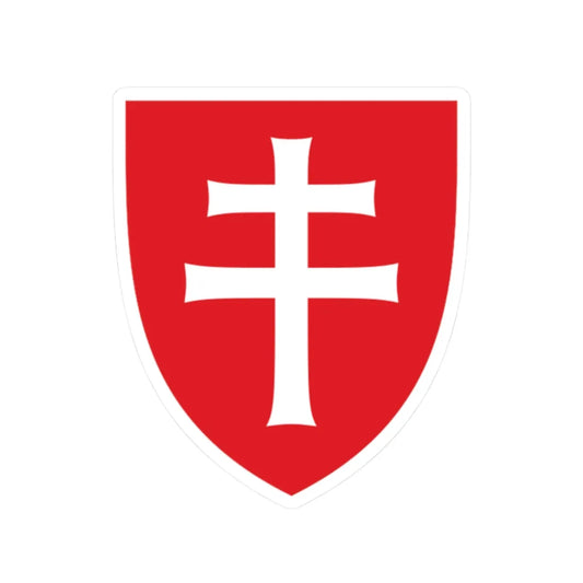 Pahonia-contour red shield with white cross (Belarus) (Coat of Arms) STICKER Vinyl Kiss-Cut Decal 2 Inch White - The Sticker Space