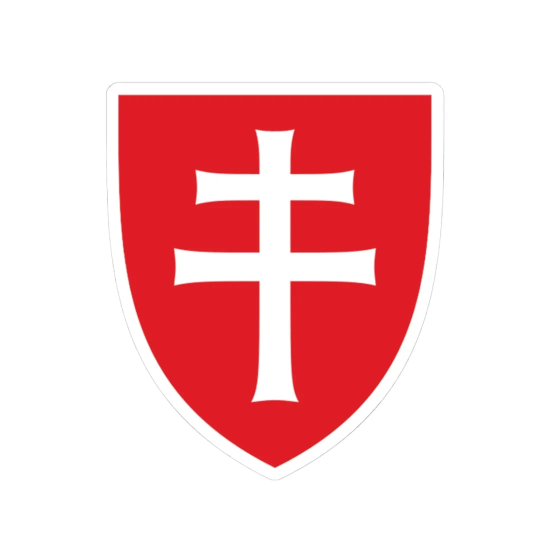 Pahonia-contour red shield with white cross (Belarus) (Coat of Arms) STICKER Vinyl Kiss-Cut Decal 3 Inch White - The Sticker Space