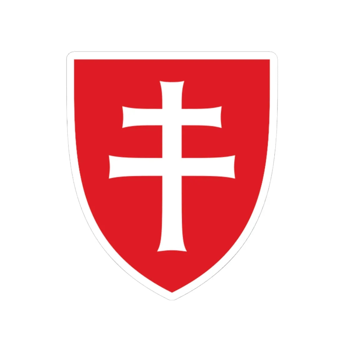 Pahonia-contour red shield with white cross (Belarus) (Coat of Arms) STICKER Vinyl Kiss-Cut Decal 4 Inch White - The Sticker Space