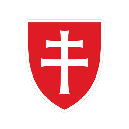 Pahonia-contour red shield with white cross (Belarus) (Coat of Arms) STICKER Vinyl Kiss-Cut Decal 4 Inch White - The Sticker Space