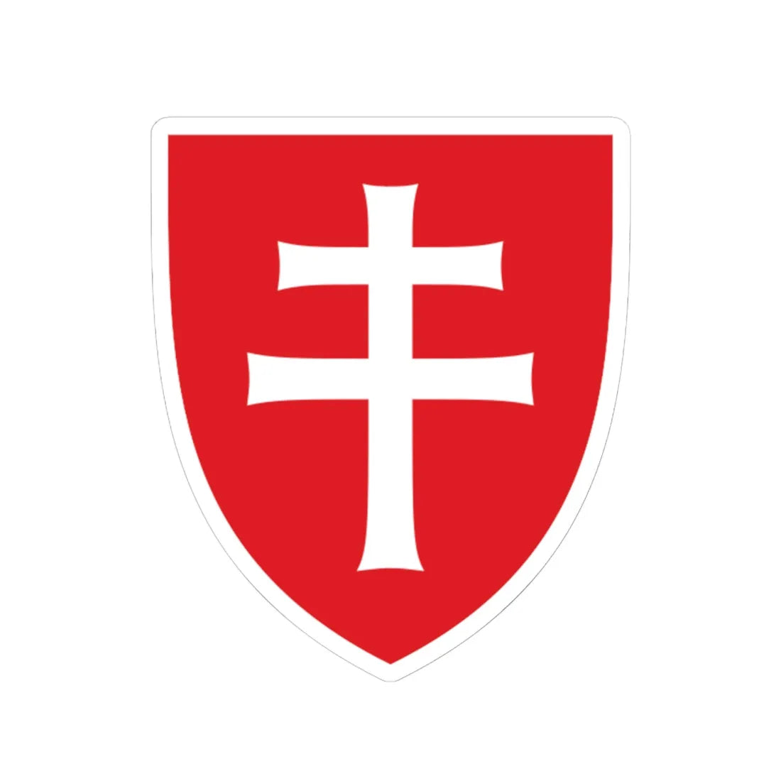 Pahonia-contour red shield with white cross (Belarus) (Coat of Arms) STICKER Vinyl Kiss-Cut Decal 6 Inch White - The Sticker Space