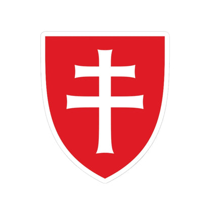 Pahonia-contour red shield with white cross (Belarus) (Coat of Arms) STICKER Vinyl Kiss-Cut Decal 6 Inch White - The Sticker Space